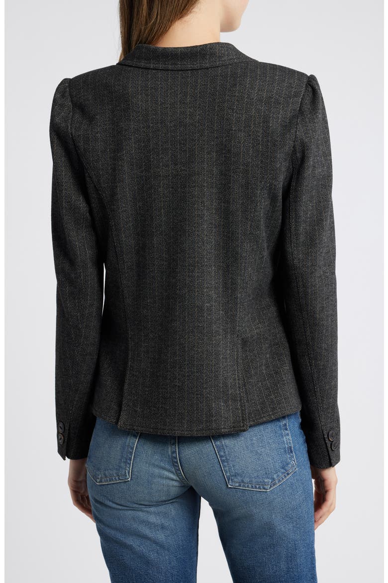 Herringbone Puff Shoulder Blazer, Alternate, color, CHARCOAL WHEAT MULTI