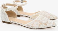 Kailee P Twila Crochet Lace pointed toe Flats with Ankle Strap