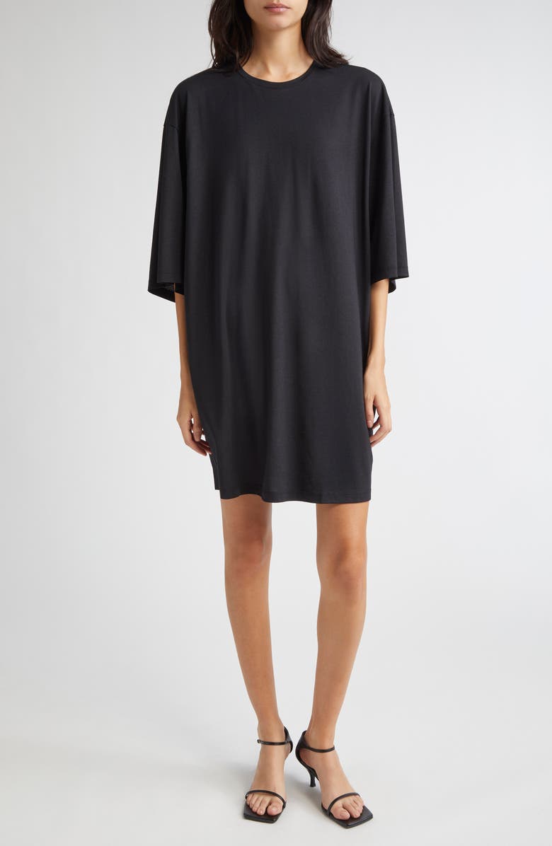TOTEME Relaxed Jersey T-Shirt Dress, Main, color, Black