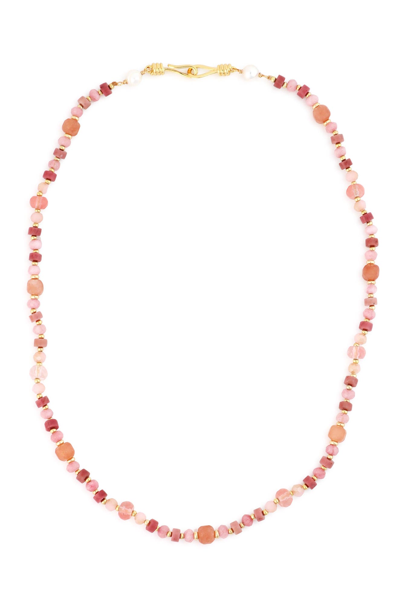 Panacea Pink Stone, Crystal & Freshwater Pearl Beaded Necklace