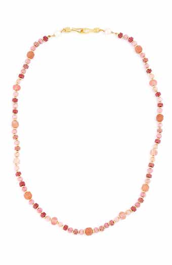 Panacea Pink Stone, Crystal & Freshwater Pearl Beaded Necklace
