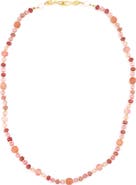 Panacea Pink Stone, Crystal & Freshwater Pearl Beaded Necklace