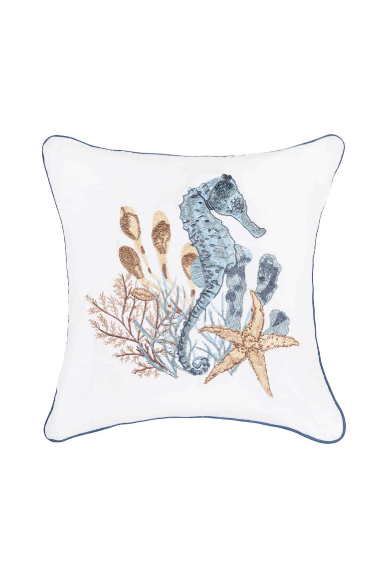 Seahorse Sands Throw Pillow, Main, color, Blue