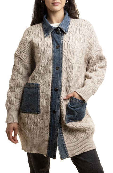 Mixed Media Longline Jacket