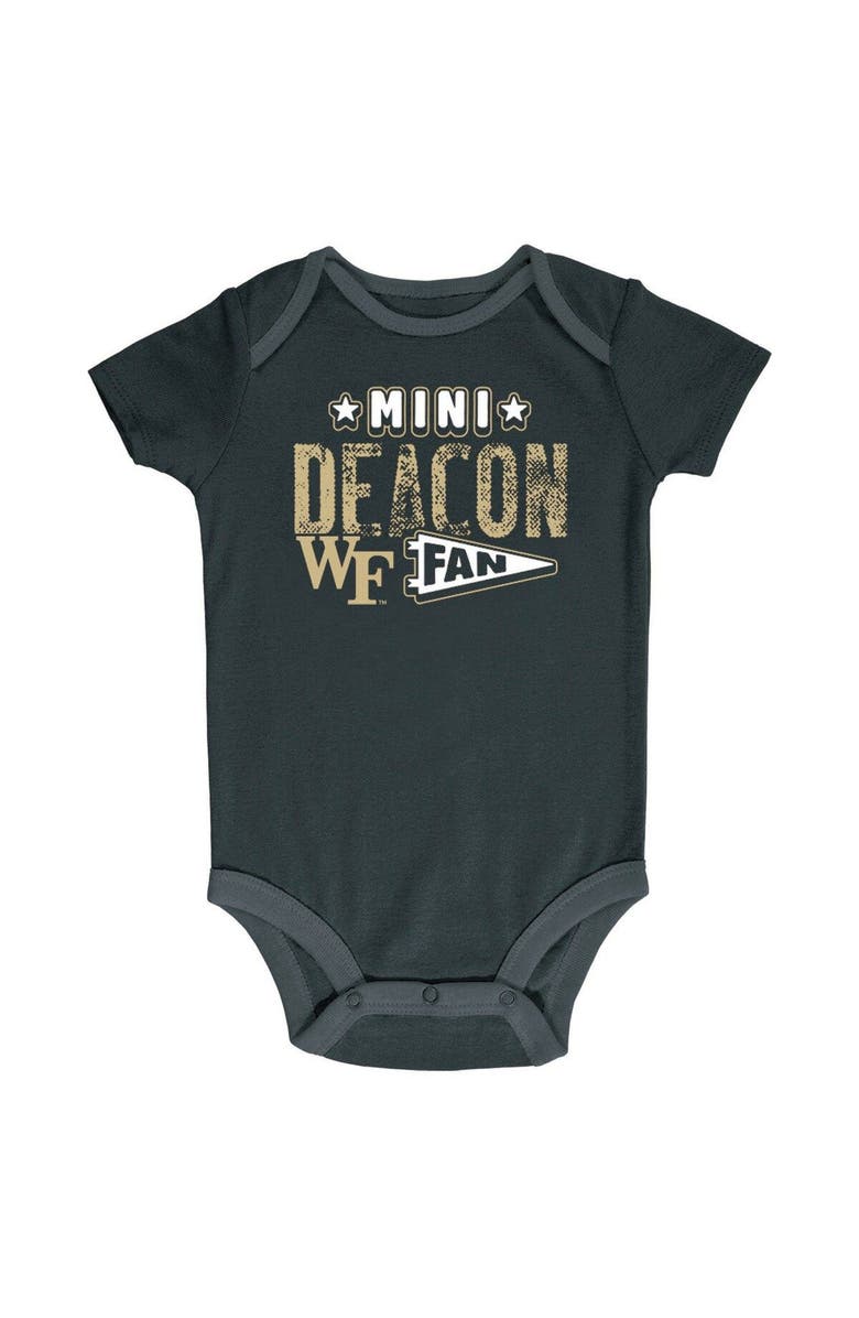 Champion Newborn & Infant Champion Black/Heather Gray/White Wake Forest Demon Deacons Three-Pack Bodysuit Set, Alternate, color, Black