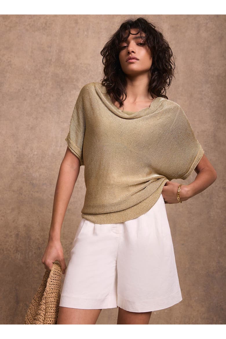 Metallic Knit Top, Alternate, color, Gold