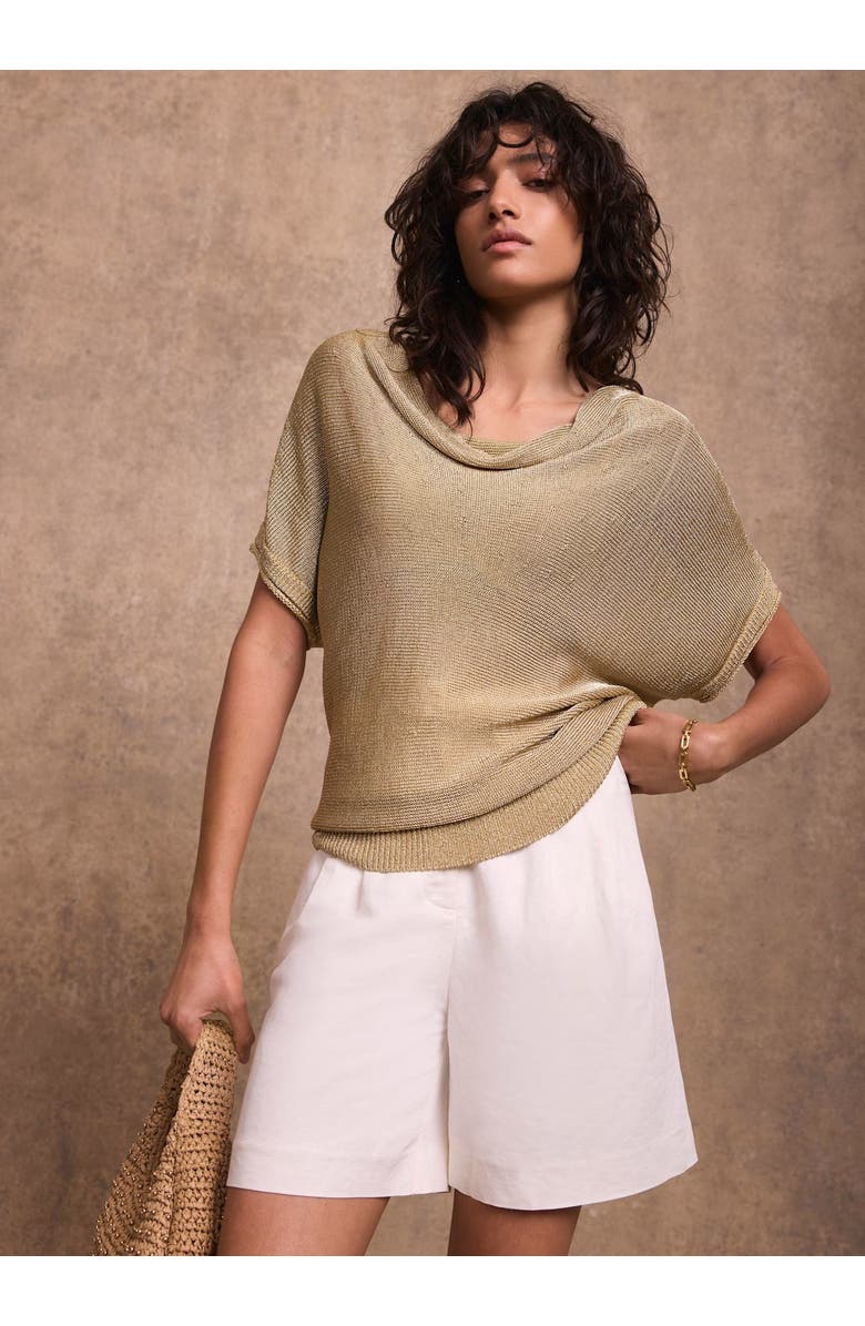 MINT VELVET Metallic Knit Top, Alternate, color, Gold