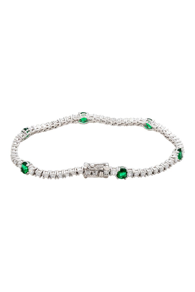 Cubic Zirconia Station Bracelet, Alternate, color, GREEN