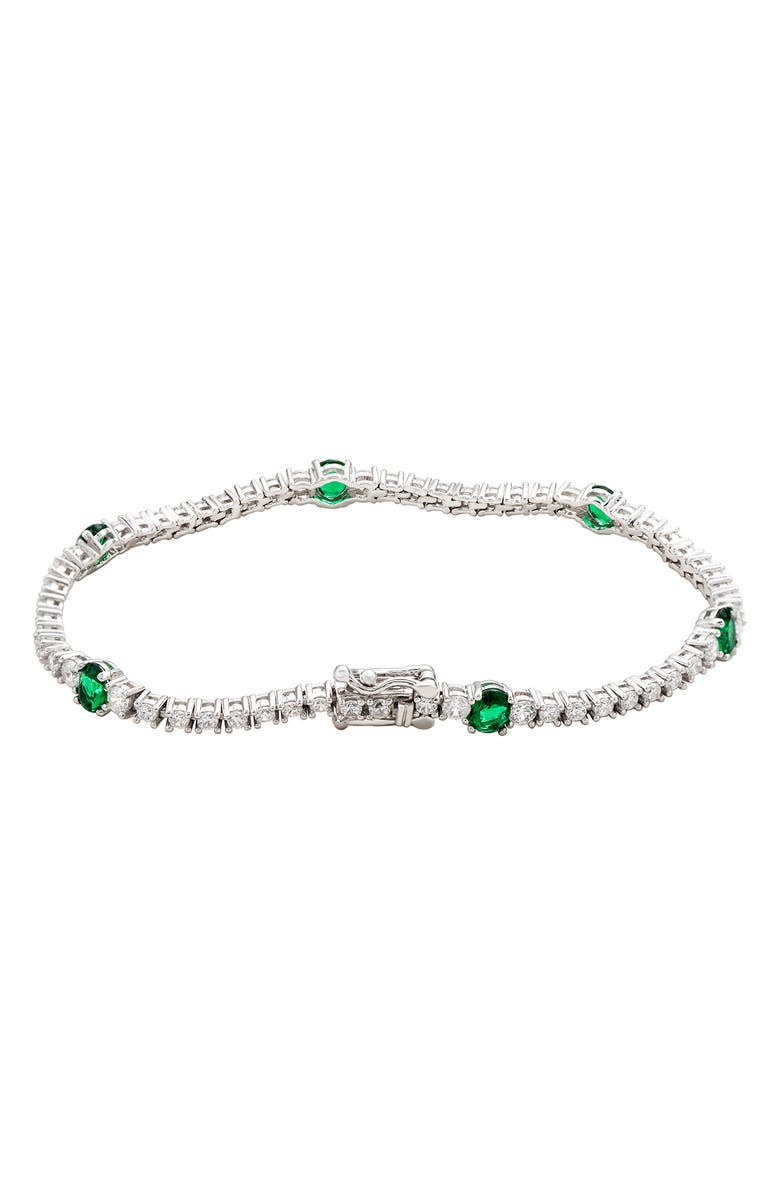 SUZY LEVIAN Cubic Zirconia Station Bracelet, Alternate, color, Green