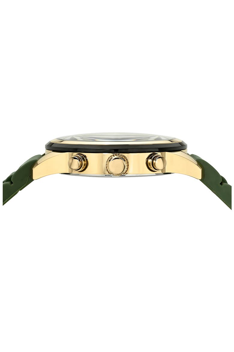 Logan Chronograph Silicone Strap Watch, Alternate, color, GOLD GREEN