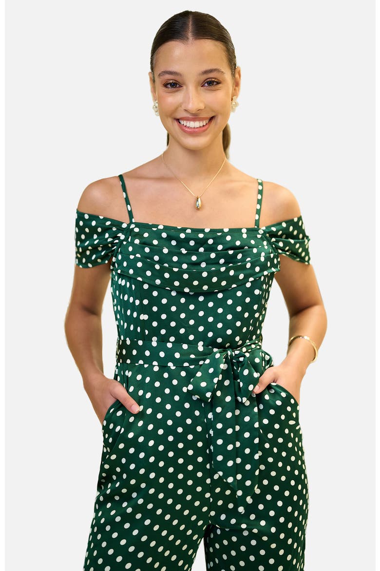 Spot Bardot Jumpsuit, Alternate, color, Green