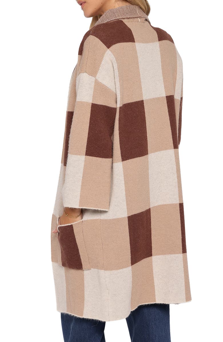 Petal & Pup Ecoya Check Longline Cardigan, Alternate, color, Brown Plaid