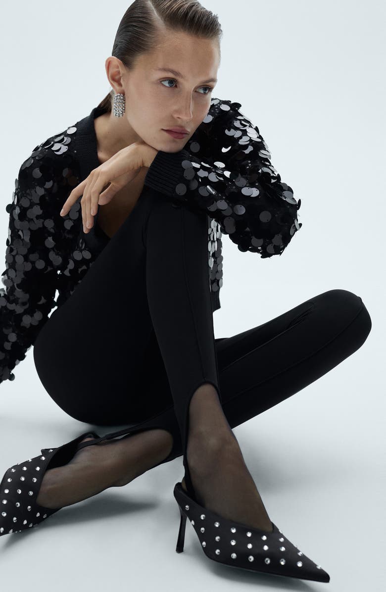 MANGO Paillette V-Neck Crop Cardigan, Alternate, color,