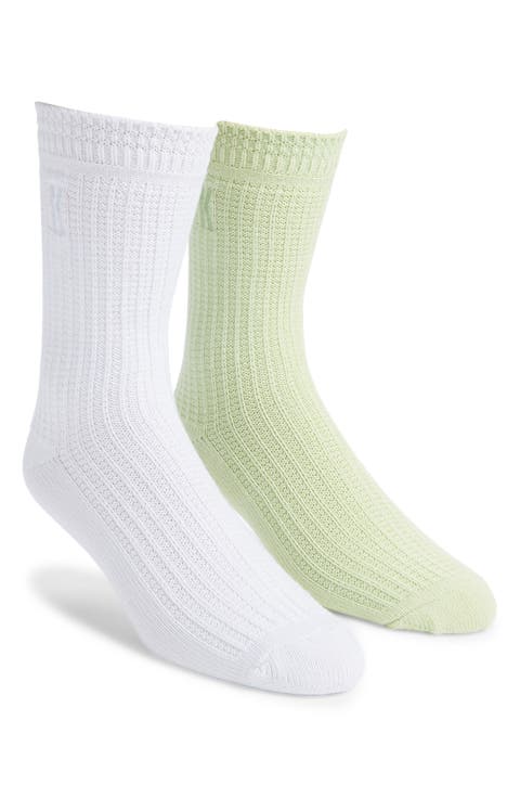 Assorted 2-Pack Waffle Stitch Crew Socks