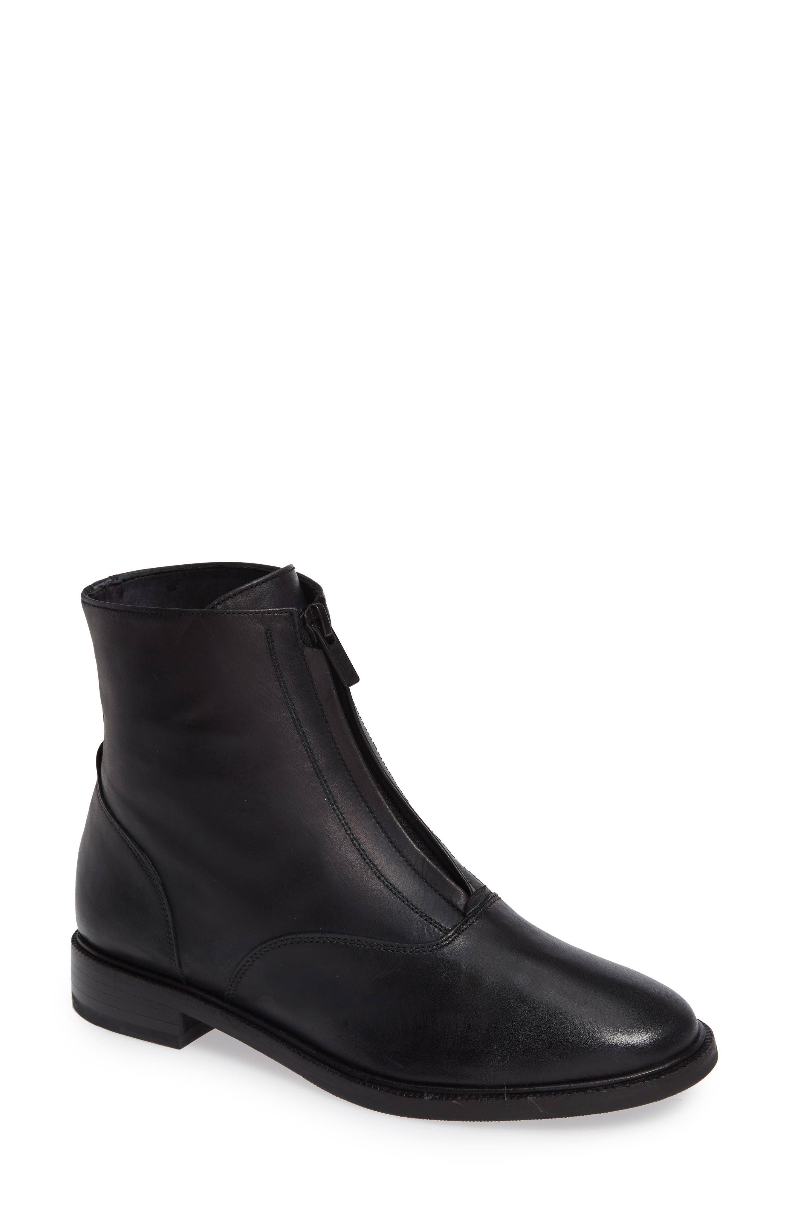 Kelly Zip Bootie, Main, color, BLACK LEATHER