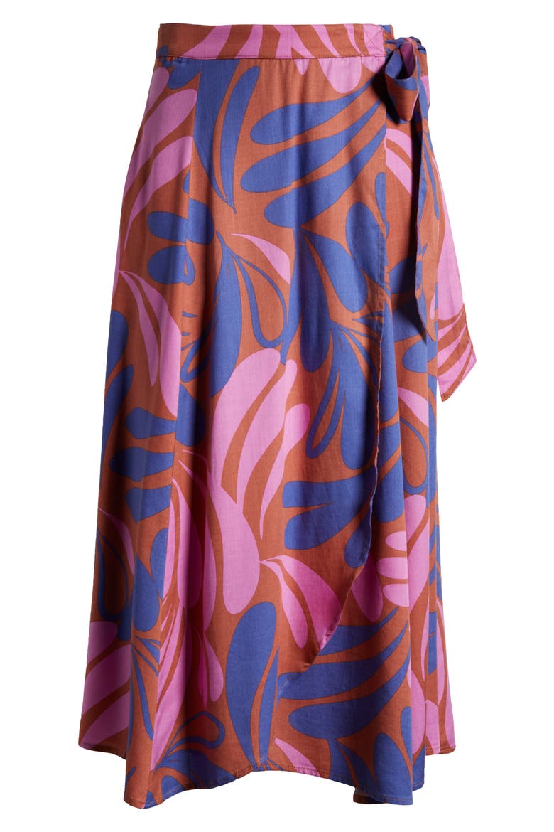 Valencia Floral Organic Cotton Wrap Skirt, Alternate, color, AUBURN ABSTRACT FLORAL