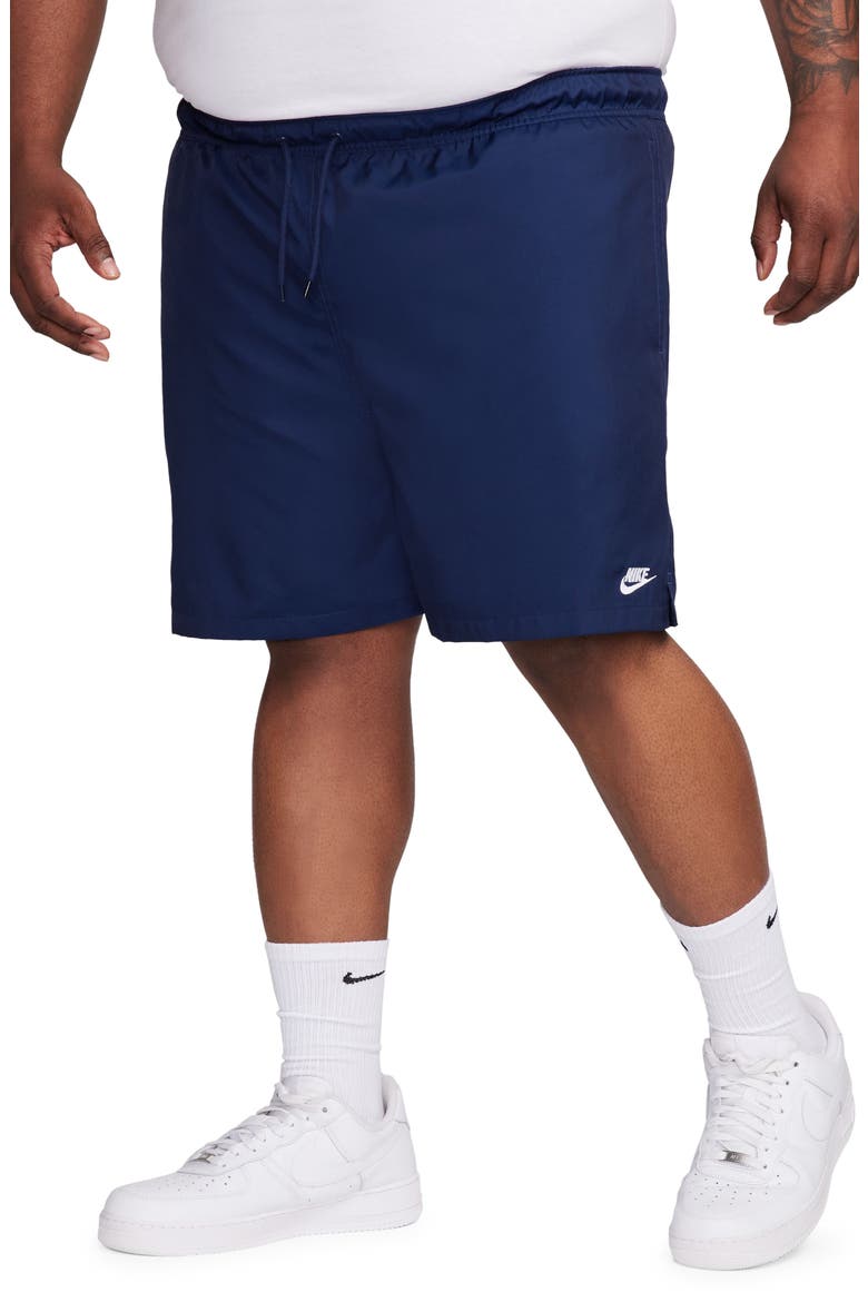 Club Woven Flow Shorts, Main, color, 410 MIDNIGHT NAVY/WHITE