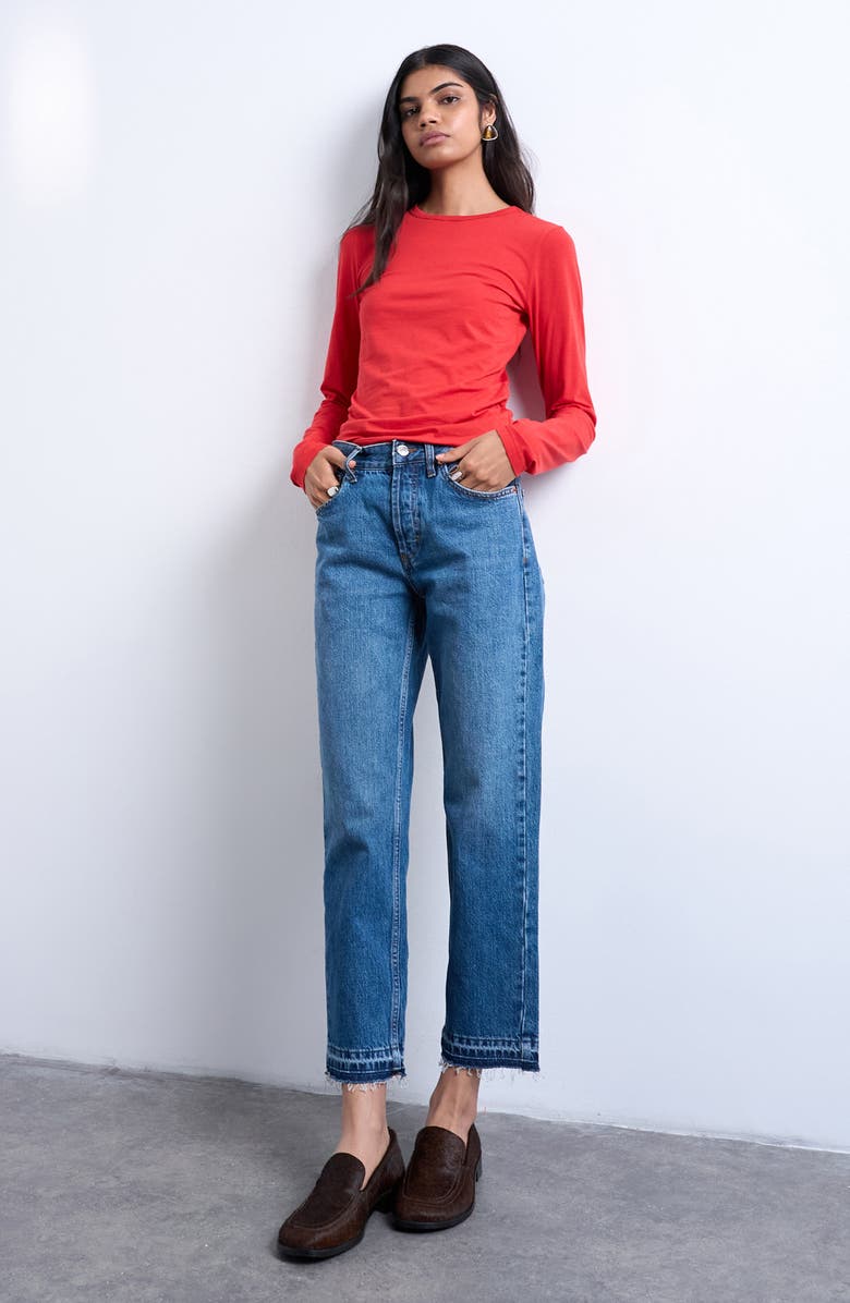 Topshop Runway Crop Straight Leg Jeans, Alternate, color, 