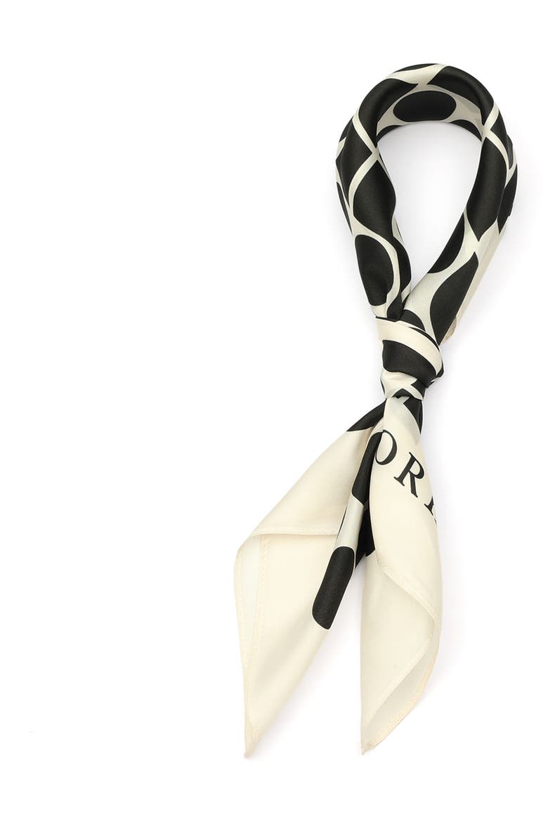 noel silk bandana scarf, Alternate, color, CREAM/ BLACK