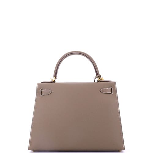 Pre-owned Hermes Hermes Kelly Handbag Grey Epsom With Gold Hardware 28 In Brown