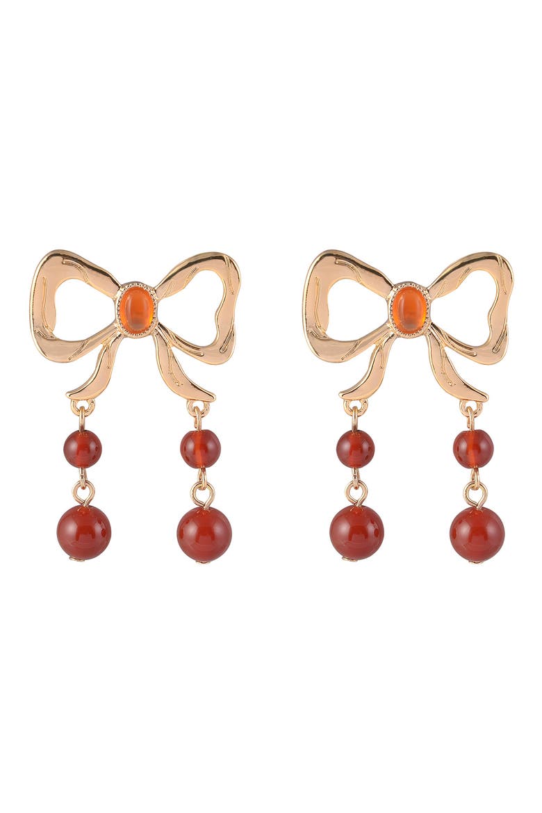 Bow Drop Earrings, Main, color, RED