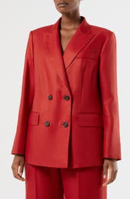 Marina Rinaldi Double Breasted Linen Twill Blazer