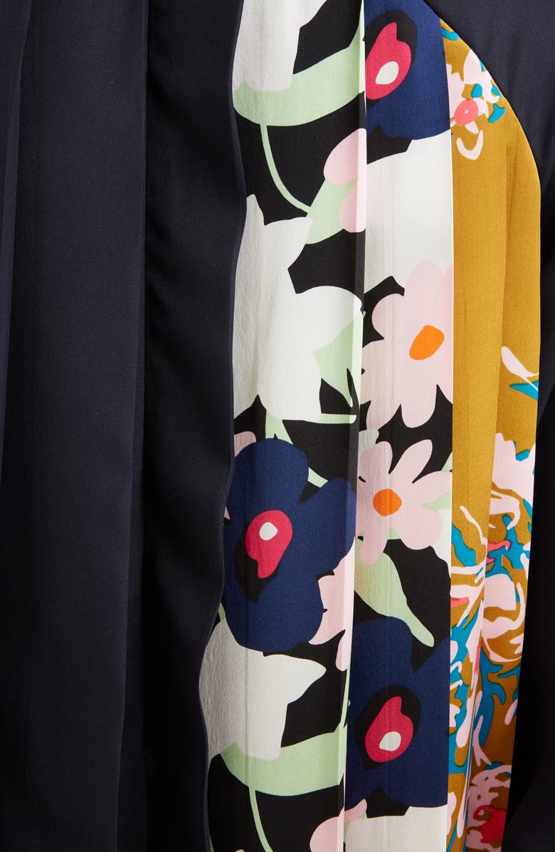 Roksanda Floral Panel Long Sleeve Silk Twill Maxi Dress, Alternate, color,