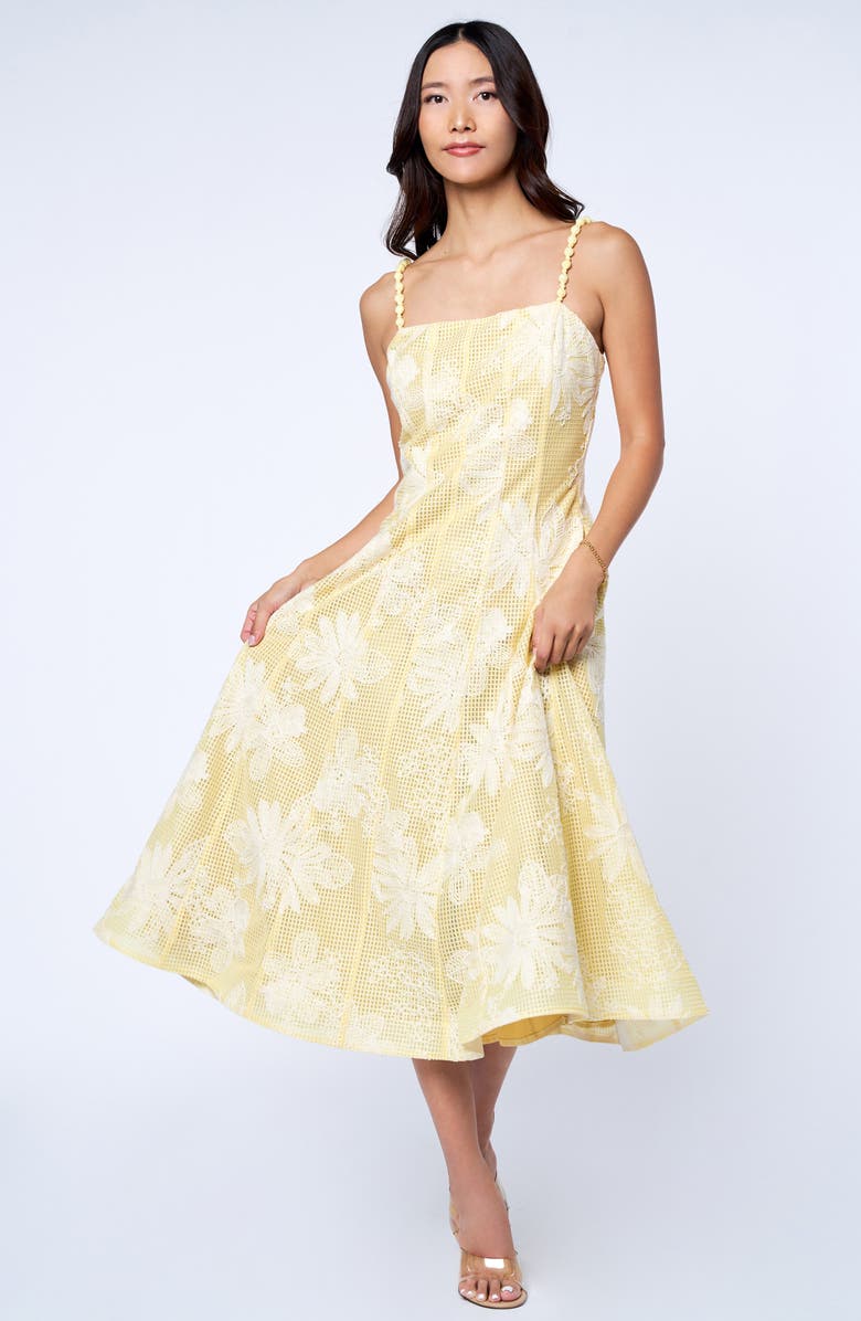 CIEBON Namie Floral Embroidered Sundress, Alternate, color, Yellow/ Cream
