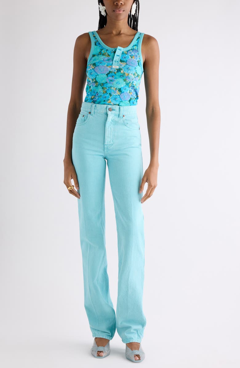 Chloé Daisy Print Rib Jersey Tank, Alternate, color, Multicolor Blue