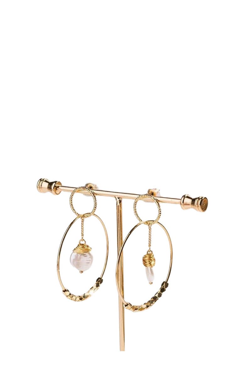Hollywood Sensation Pearl Double Hoop Earrings, Alternate, color, Gold