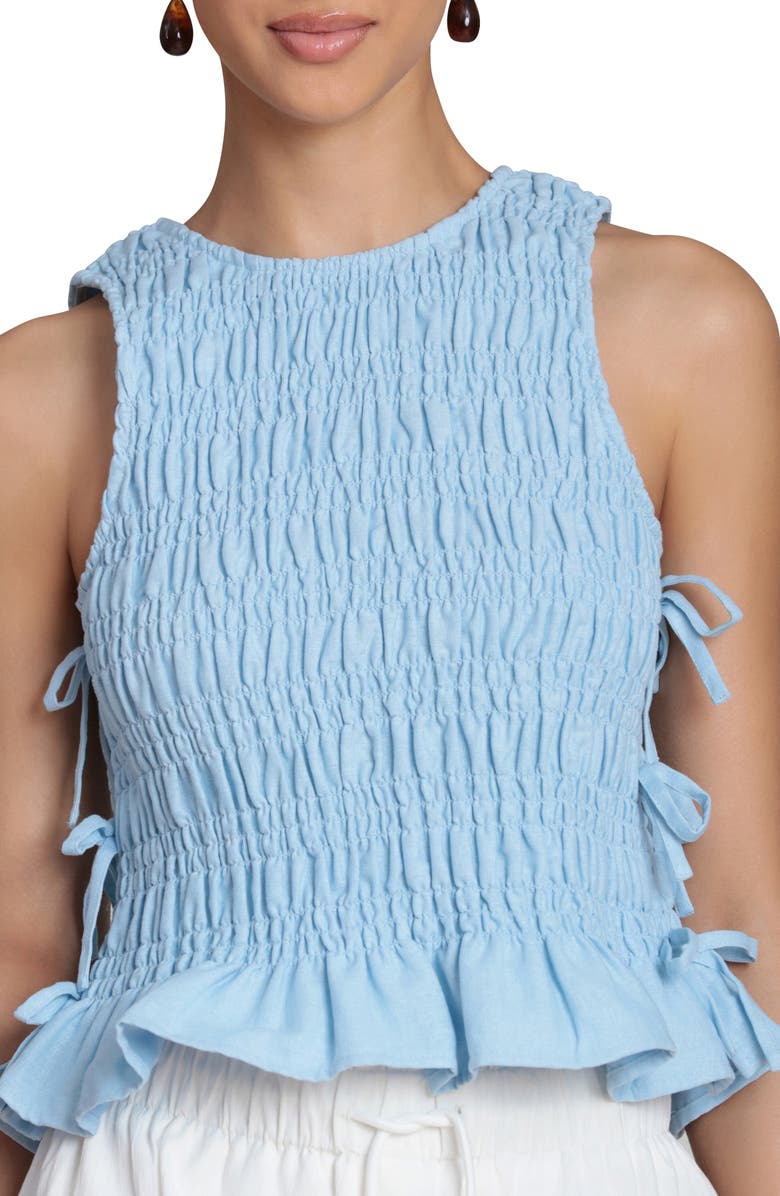 Avec Les Filles Smock Linen Blend Top, Alternate, color, Light Blue