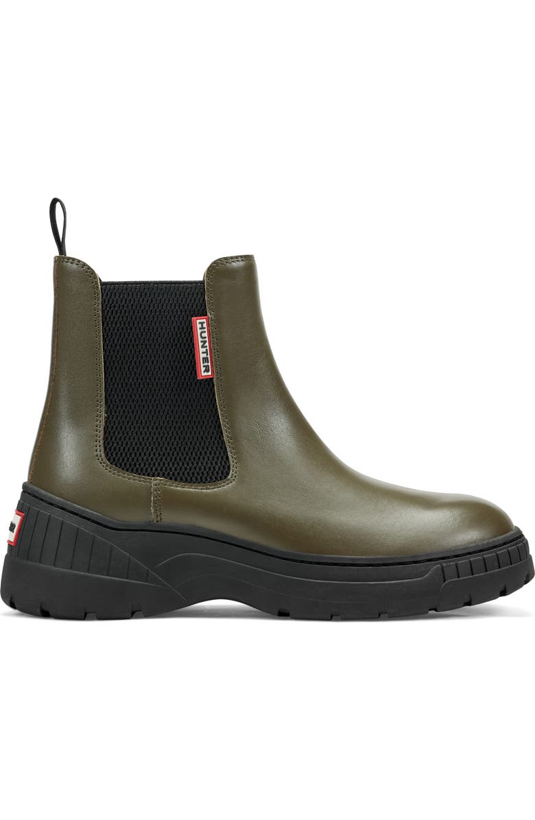 Hunter Neveah Slip-On Waterproof Chelsea Bootie, Alternate, color, Olive Green91896/Black/Black