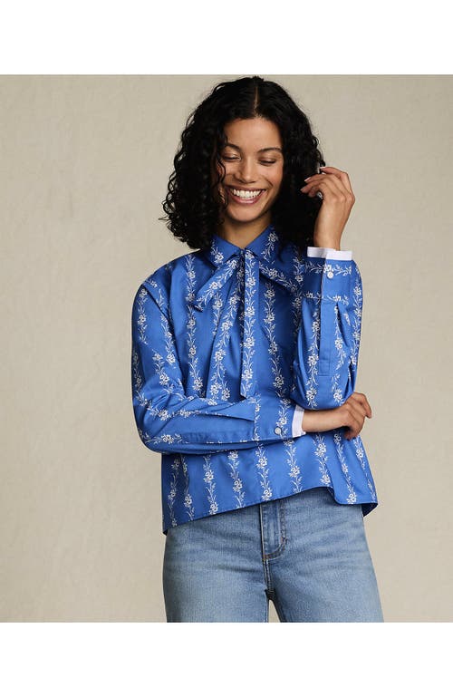 Lands' End Easy Care Shirt With Removable Bow In Blue