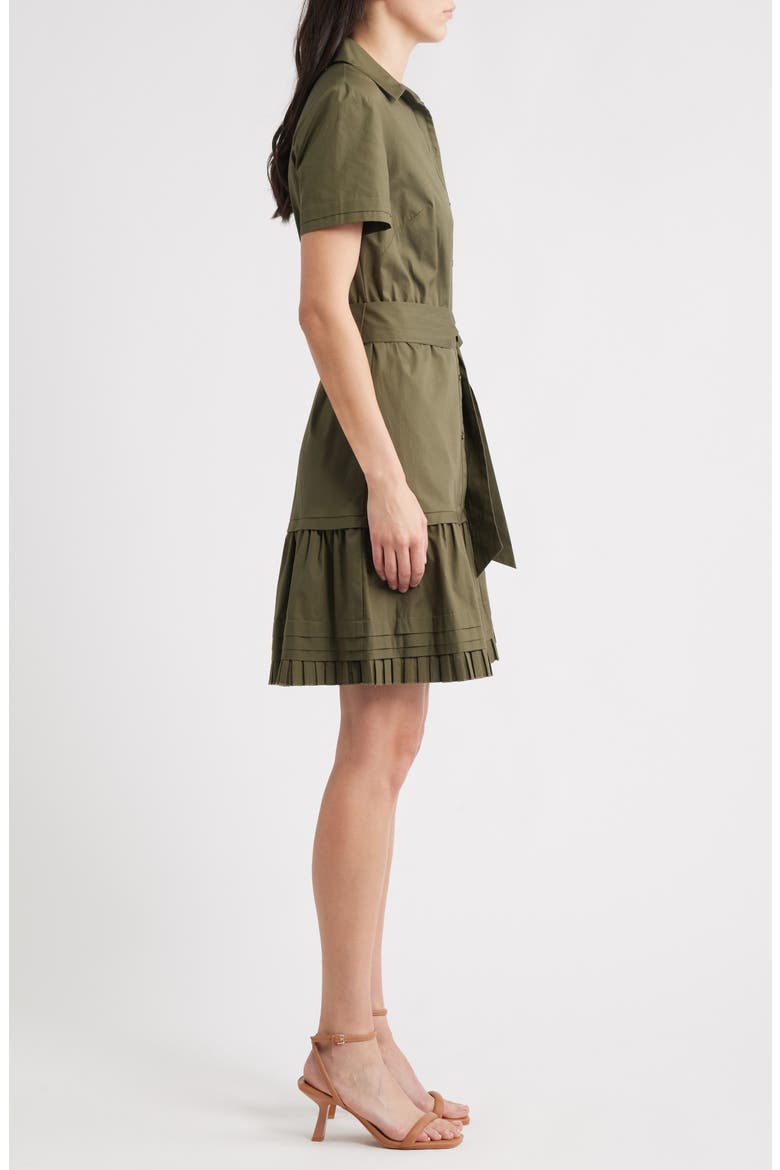 Short Sleeve Cotton Shirtdress, Alternate, color, OLIVE