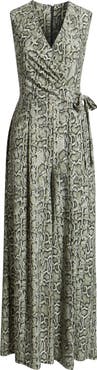 Anne Klein Wrap Bodice Print Jumpsuit