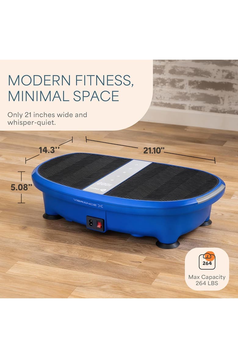 VibranceX Vibration Plate for Exercise 60 Speeds, Remote, LED Lights, Alternate, color, Blue