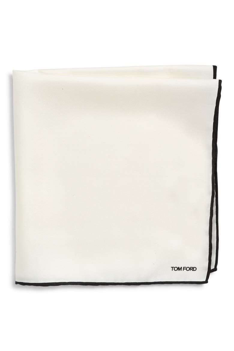 Classic Mulberry Silk Pocket Square, Main, color, WHITE