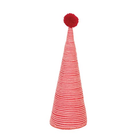 Wool Yarn Wrapped Tree with Pom Pom, Red