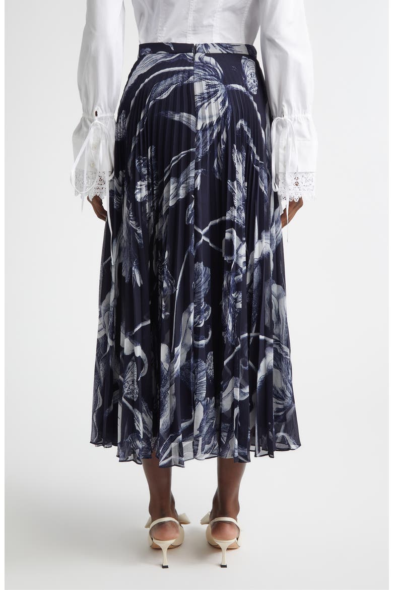 Botanical Engraving Pleated Voile Midi Skirt, Alternate, color, BOTANICAL ENGRAVING MIDNIGHT