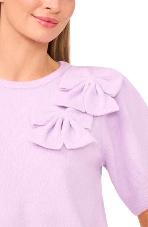 Cece Bow Detail Puff Sleeve Sweater In Pink