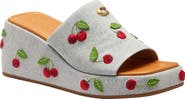 COACH Marie Denim Cherries Platform Wedge Sandal