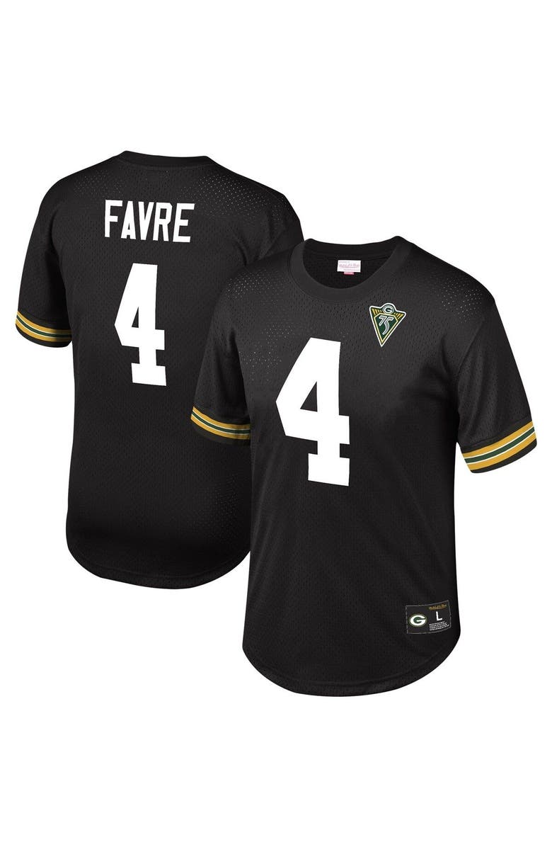 Mitchell & Ness Men's Mitchell & Ness Brett Favre Black Green Bay Packers Retired Player Name & Number Mesh Top, Main, color, 