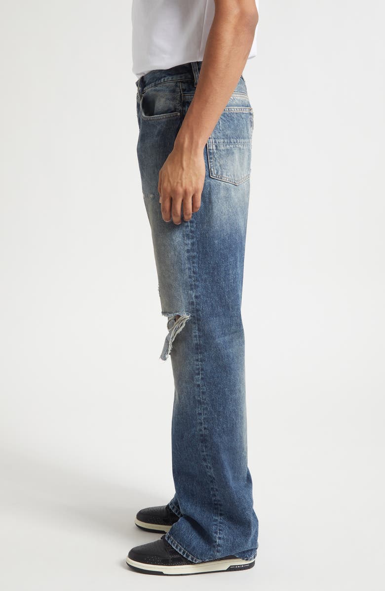 AMIRI Slashed Straight Leg Jeans, Alternate, color, Denim Lapis