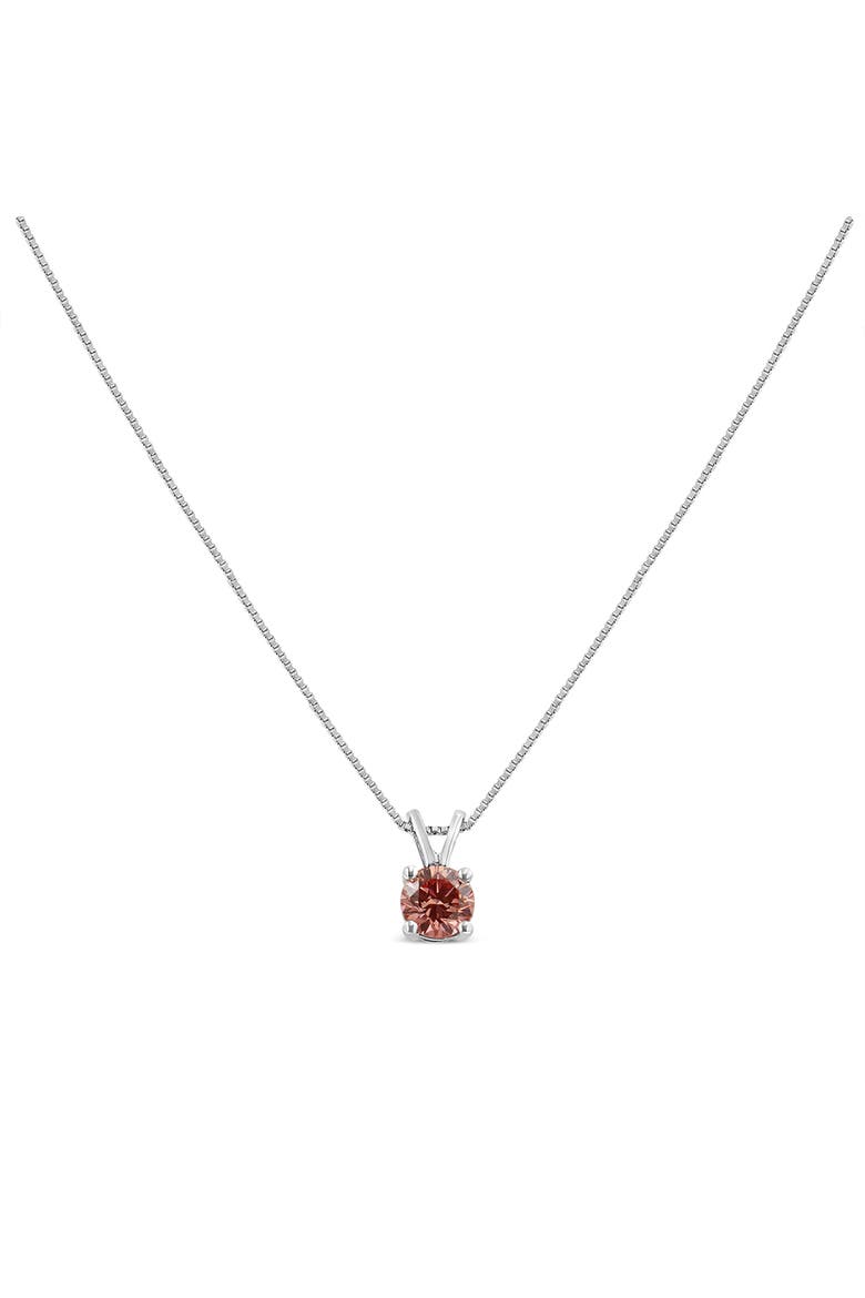 14K Gold 1/4 Cttw Lab Grown Diamond Solitaire Pendant Necklace, Alternate, color, Pink Diamond