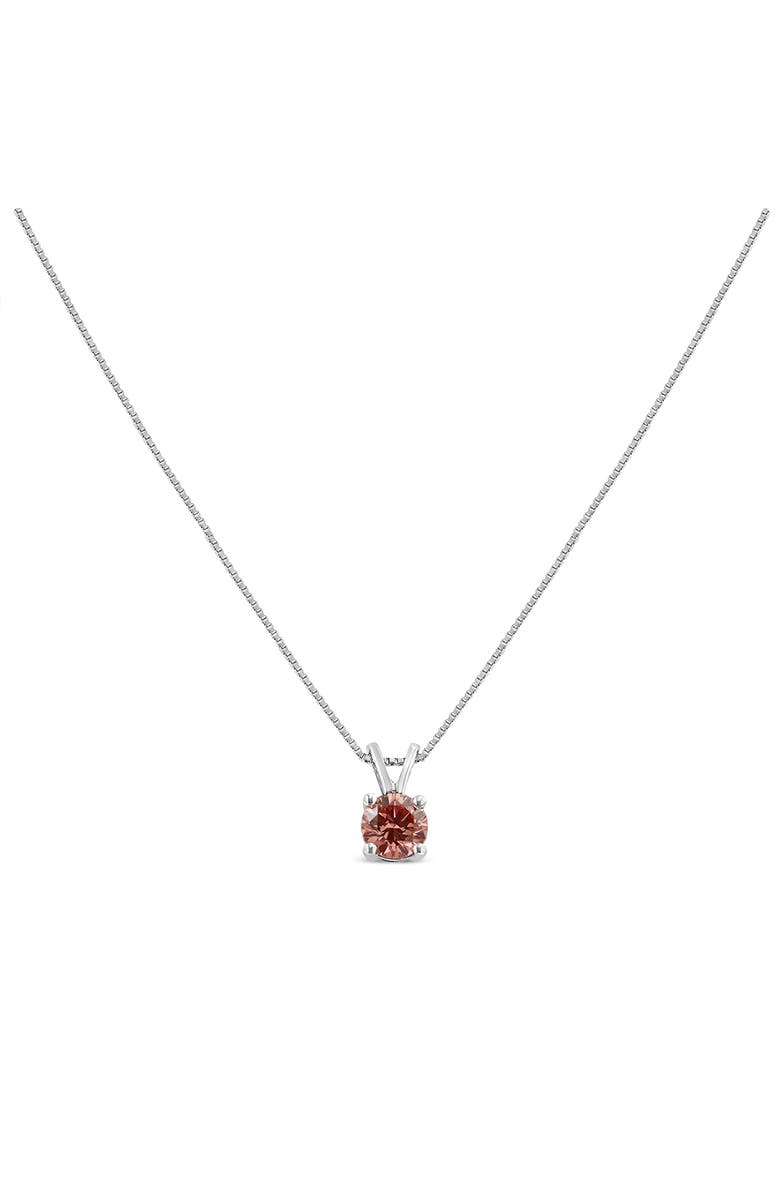 Haus of Brilliance 14K Gold 1/4 Cttw Lab Grown Diamond Solitaire Pendant Necklace, Alternate, color, Pink Diamond