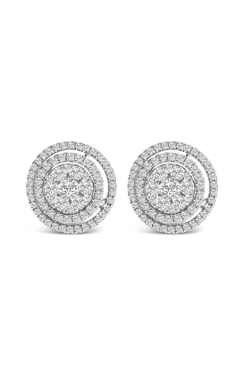 Haus of Brilliance 14K Gold 1 3/8 Cttw Diamond Cluster and Double Halo Stud Earring, Main, color, White