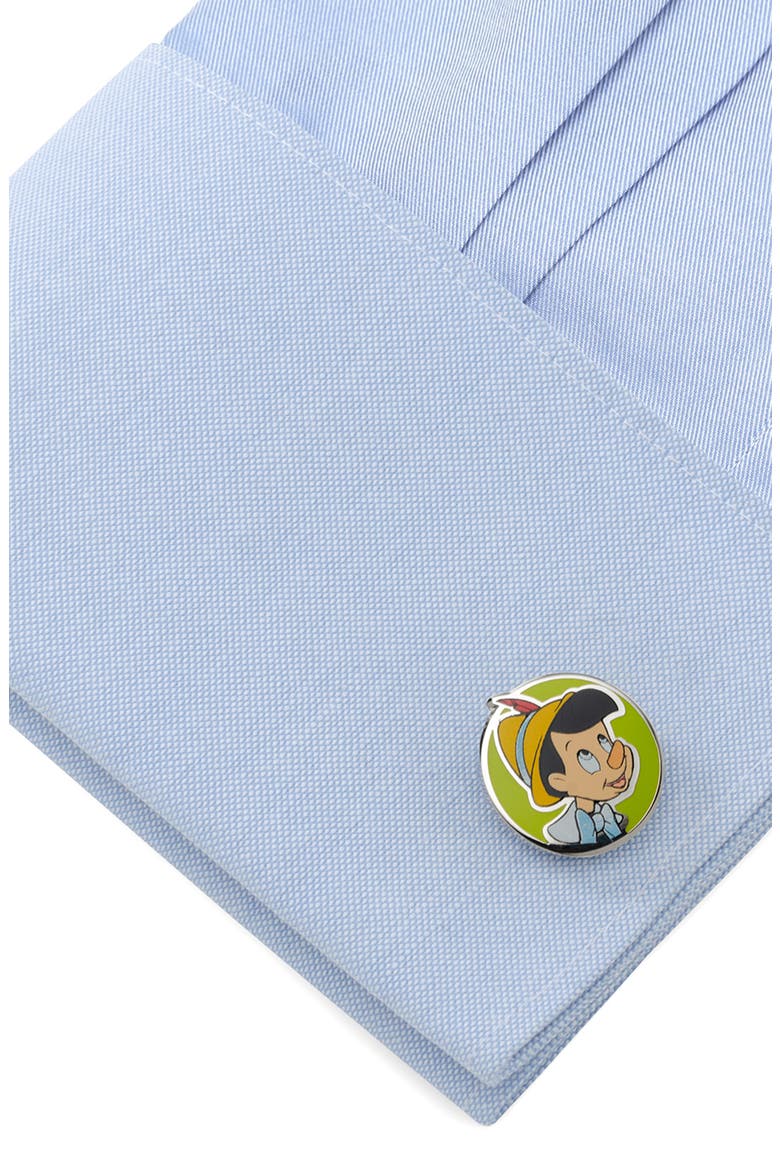 x Disney Pinocchio Cuff Links, Alternate, color, GREEN