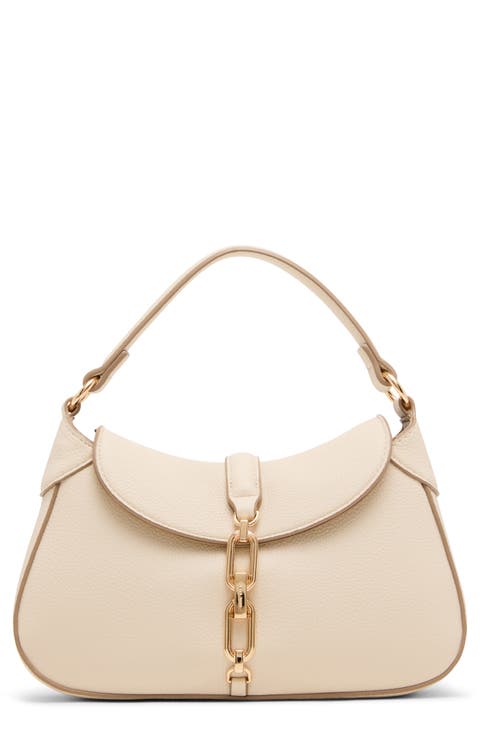 Chain Trim Crescent Shoulder Bag