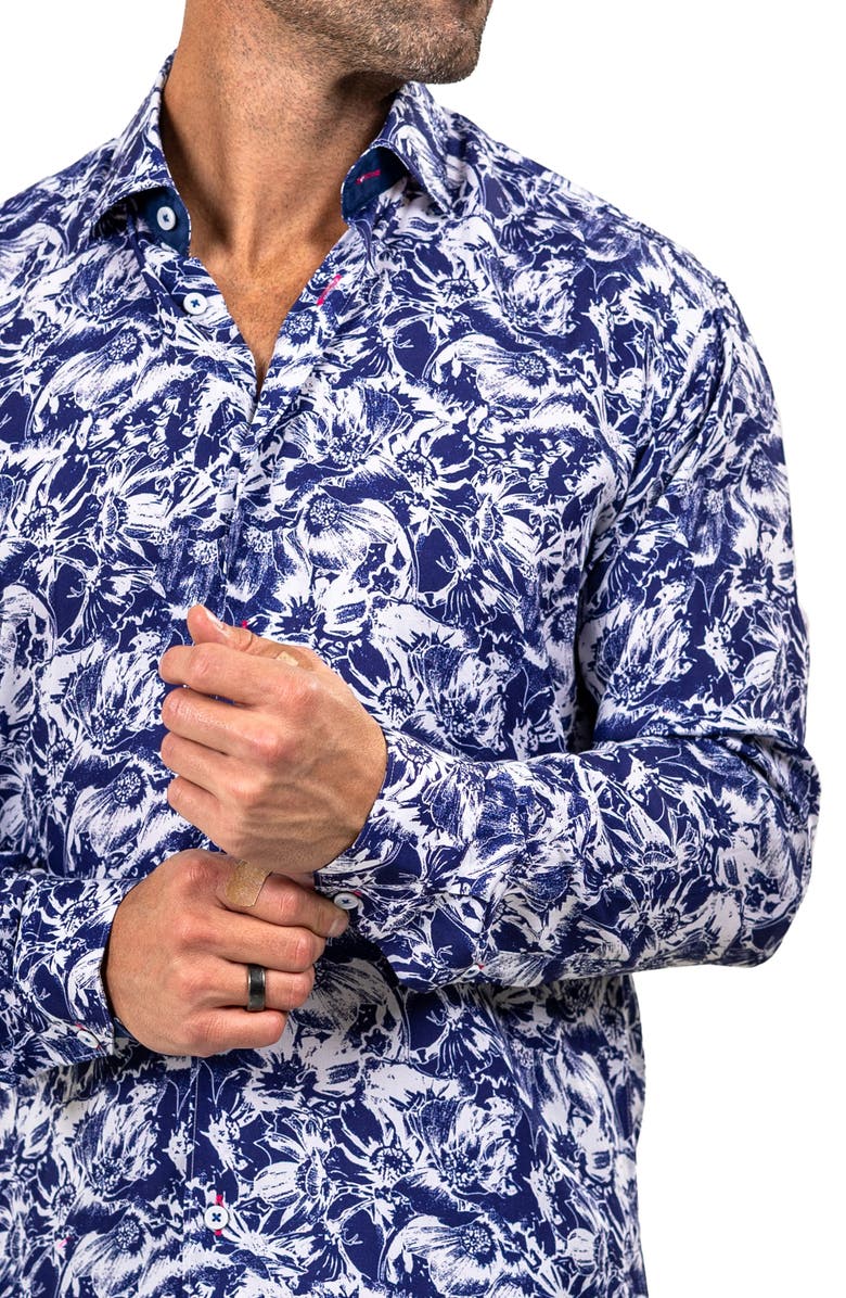 Maceoo Fibonacci Marthyr 0265 Contemporary Fit Button-Up Shirt, Alternate, color, Blue