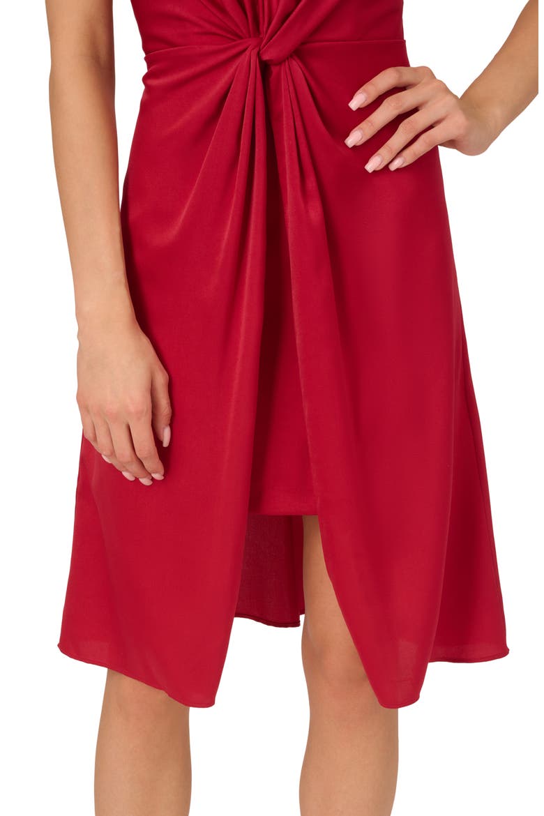 Twisted Front Halter Neck Cocktail Dress, Alternate, color, CRIMSON